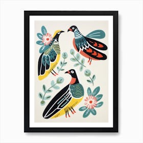 Folk Style Bird Painting Lapwing 1 Art Print