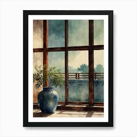 Window With A Vase Art Print