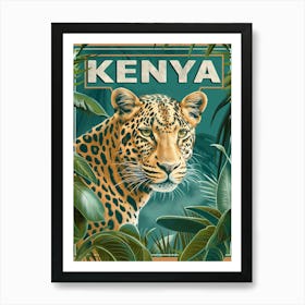 Vintage Poster Of An African Leopard Kenya Art Print