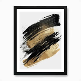 Gold And Black Brush Strokes 34 Art Print