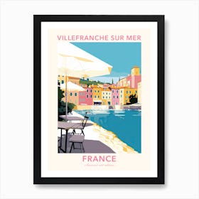 Villefranche Sur Mer, France, Flat Pastels Tones Illustration 3 Poster Art Print