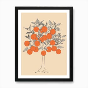 Orange Tree Minimalistic Drawing 3 Art Print