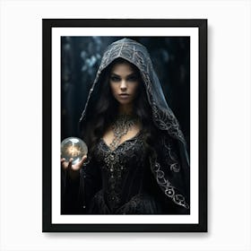 Witch With A Crystal Ball Art Print