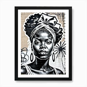 Vintage Graffiti Mural Of Beautiful Black Woman 134 Art Print