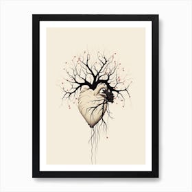 Heart Black Tree Branches Art Print