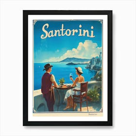 Aihrgdesign A Mid Century Modern Travel Poster For Santorini 3 Art Print