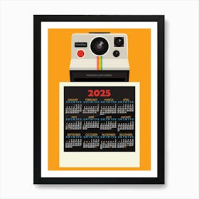 Retro Camera Calendar 2025 Yellow Art Print