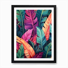 Abstract and Colourful Banana Leaves Art Art Print