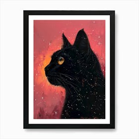 Black Cat In Space 3 Art Print