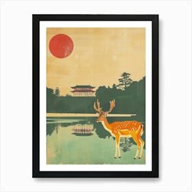 Nara Deer Park Japan Mid Century Modern 1 Art Print