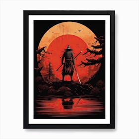 Samurai Shodo Style Illustration 1 Art Print