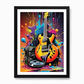 Guitar Splatter Art Print