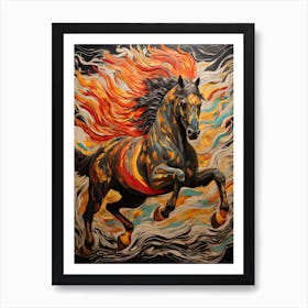 A Horse Painting In The Style Of Decalcomania 2 Art Print