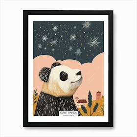 Giant Panda Looking At A Starry Sky Poster 113 Art Print