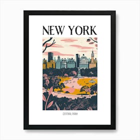 Central Park New York Colourful Silkscreen Illustration 3 Poster Art Print