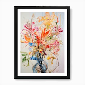 Abstract Flower Painting Honeysuckle 3 Art Print