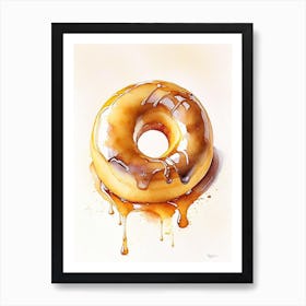 Caramel Glazed Donut Cute Neon 5 Art Print