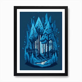 A Fantasy Forest At Night In Blue Theme 59 Art Print
