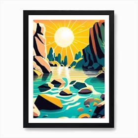 Water Over Stones In Sunlight Water Landscapes Waterscape Midcentury 1 Art Print