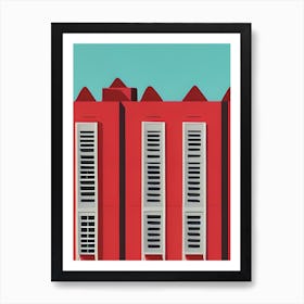 Red Factory Chimneys Industrial Art Print