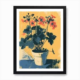 Geranium Flowers On A Table   Contemporary Illustration 1 Art Print