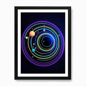 Default Neon Black Light Sgraffito Solar System 3d Illustratio 1 (9) Art Print