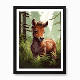 A Cute Foal In The Forest Illustration 3watercolour Art Print