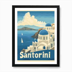 Aihrgdesign A Vintage Travel Poster Of Santorini Featuring Th C4f4ebf0 3709 43dd 9334 D76f632a572b 3 Art Print