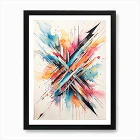 Abstract Design Hand Drawn Arrows And Markings Swirling Pattern Overlapping Lines Varying Line T 2 1 Art Print