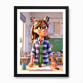 Girl In A Classroom Art Print