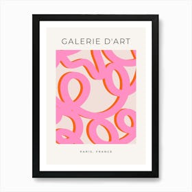 Pink Retro Abstract Lines Art Print