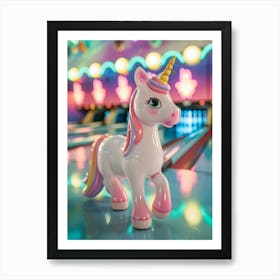 Toy Unicorn In A Bowling Alley 2 Art Print
