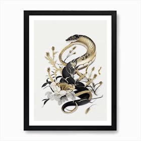 Garter Snake Gold And Black Art Print