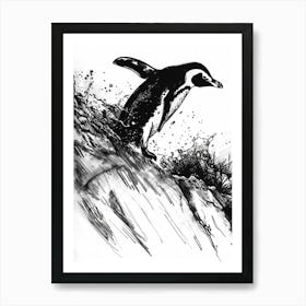 King Penguin Diving Into The Water 3 Art Print