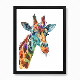 Giraffe Watercolour Face Portrait Art Print