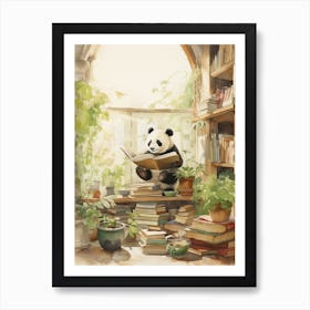 Panda Art Reading Watercolour 2 Art Print