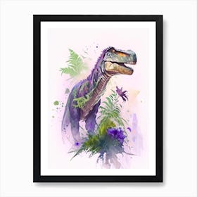 Tyrannosaurus 2 Watercolour Dinosaur Art Print