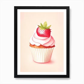 Strawberry Cupcakes, Dessert, Food Marker Art Illustration 1 Art Print