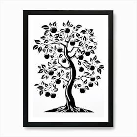 Apple Tree Simple Geometric Nature Stencil 3 Art Print