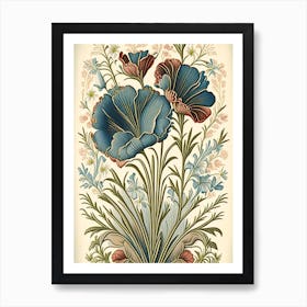 Flax3 Floral Botanical Vintage Poster Flower Art Print
