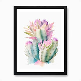 Easter Cactus Pastel Watercolour 2 Art Print