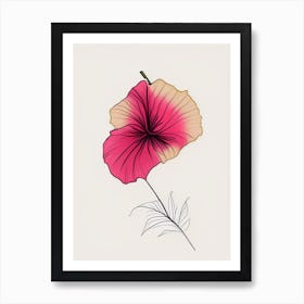 Hibiscus Floral Minimal Line Drawing 2 Flower Art Print