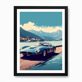 A Ferrari 250 Gto Car In The Lake Como Italy Illustration 3 Art Print