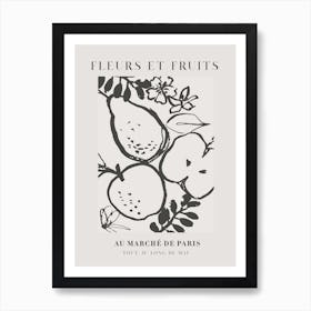 Fruit And Flower Market Black & White Art Print