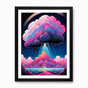 Surreal Rainbow Clouds Sky Painting (28) Art Print