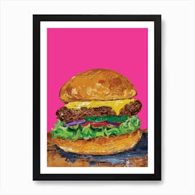 Burger on Pink Art Print