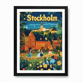 Aihrgdesign A 1970s Inspired Travel Poster For Stockholm Art Print