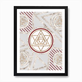 Geometric Glyph Abstract in Festive Gold Silver and Red n.0041 Art Print