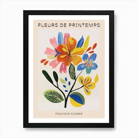 Spring Floral French Poster  Peacock Flower 4 Art Print