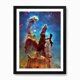 New view of the Pillars of Creation. Eagle Nebula (M16, NGC 6611) ⛔ HQ-quality (NASA Hubble Space Telescope) — space poster, science poster, space photo Art Print